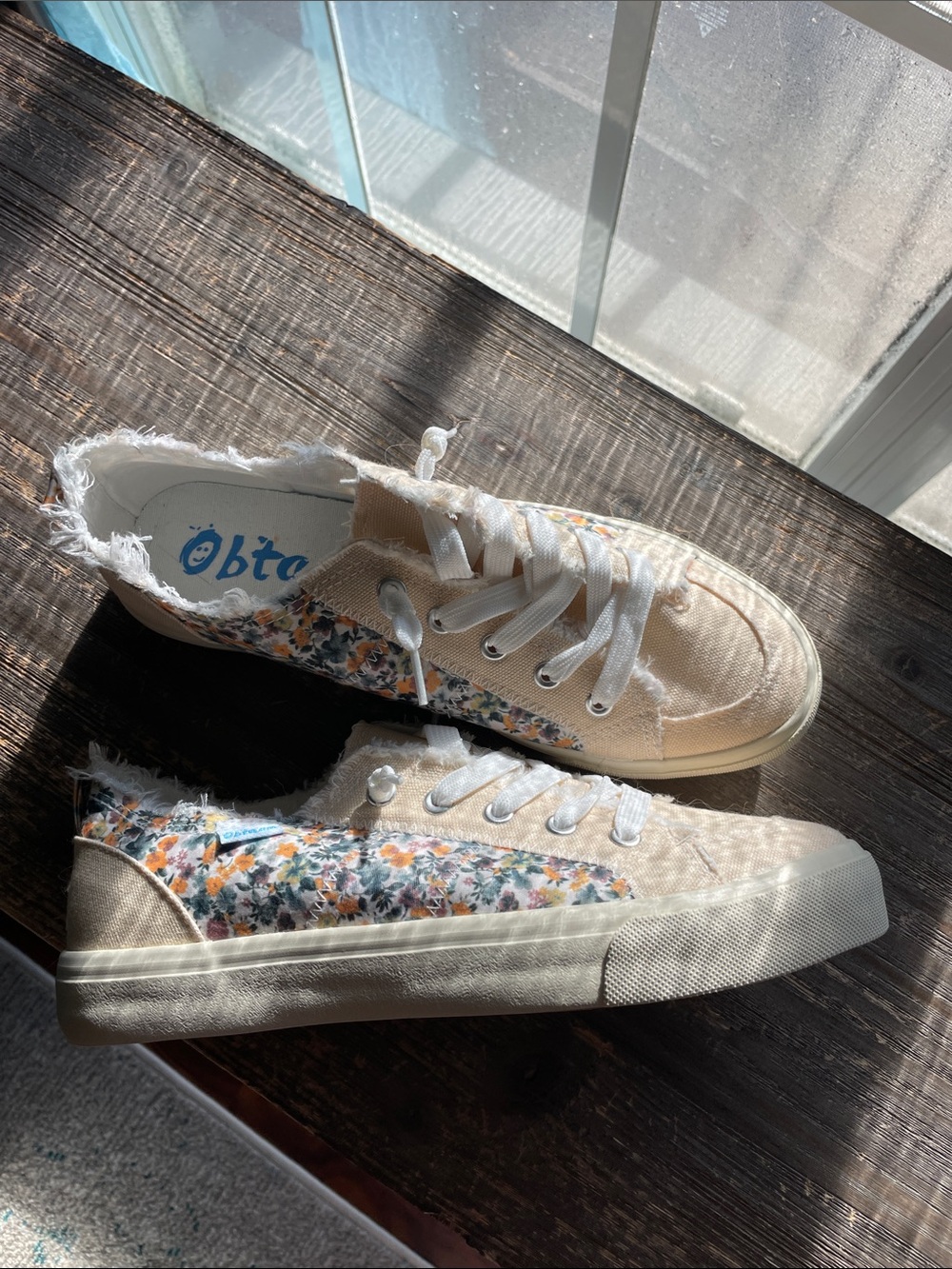 Women's Cream Floral Canvas Sneakers